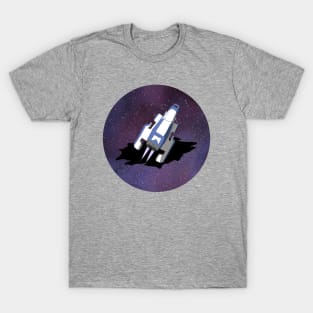 Spaceship Flying Through Tear In Space T-Shirt